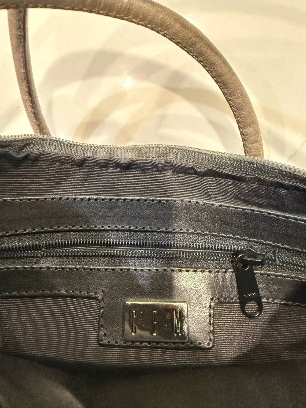 GEM Woven Genuine Leather Shoulder Bag in Dark Brown